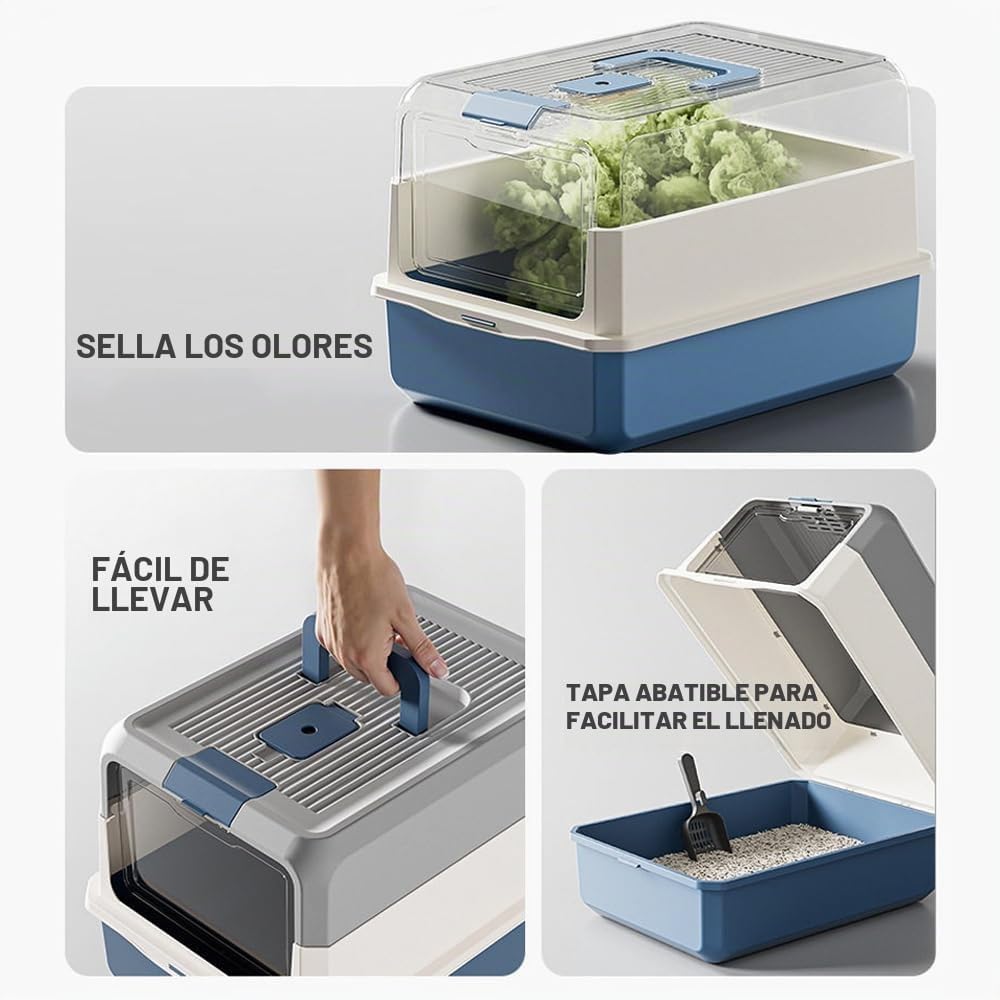 Arenera Cerrada Premium Diseño Tricolor con Control de Olores 